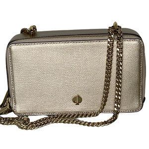 Authentic Kate Spade NY Crossbody Metallic Rose Gold With Gold Chain